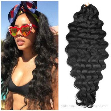 Wholesale Body Wave Crochet Braiding Pre Feathered Hybrid Long Ombre Brown Red Water Wave Braids Synthetic Hair Extensions